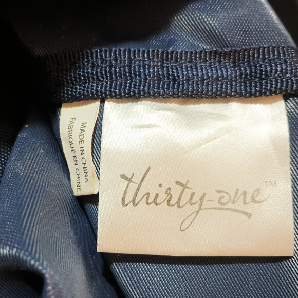 Thirty-One Canvas Lunch Tote Set of 2 Blue with Mesh Side Pockets - Picture 7 of 8